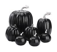 7pcs Decorazioni di Zucca Artificiali Finte Grandi Zucche Decorative in Schiuma Bianca per Decorazioni Autunnali Zucche Finte Verdure Artificiali per Halloween, Decorazioni per la Festa del(nero)
