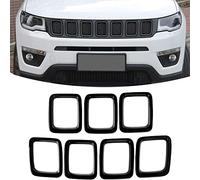 7PCS griglia inserti copertura griglia anteriore per Compass MP 2017 2018 2019 2020, kit di copertura griglia esterna, accessori decorazione auto (nero)