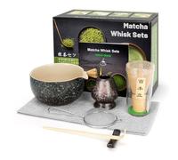 7PCS Matcha Kit cerimonia giapponese, cucchiaio di bambù, paletta di bambù, supporto per frusta, set matcha per cerimonia del tè, bevande