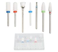 7Pcs Nail Drill Bits Set, Professional Nail Grinder Bits for Cleaning Shaping Cutting, Tungsten Steel and Ceramic Bits with Storage Box for Manicure and Gel Nail Removal