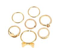 7Pcs Punk Style Gold Color Skull Bowknot Heart Design Simple Nail Band Stacking Finger Rings Set For Women Nice processing