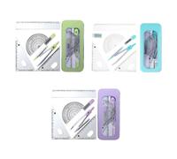 7Pcs Scuola Geometria Set Include Bussola, Quadrato, Gomma, Goniometro, Custodia