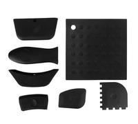 7Pcs/Set Pot Holder AntiScald Silicone Grill Pan Scraper Handle Cover Set Kitchen AccessoryBlack