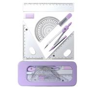 7Pcs Studente Geometria Strumento Studente Matematica Set con Strumento di Disegno Matematica Goniometro Quadrato e Gomma