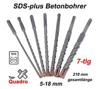 7PZ Set Punte per Martello SDS Plus Punta Trapano per Calcestruzzo 5-18mm 210mm