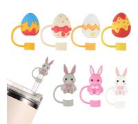 7pz Tappi Cannuccia per Stanley Cup da 30oz e 40oz, Buona Pasqua Copertura Cannuccia Uova di Coniglietto Carine Tumbler in Silicone Straw Cover per Stanley Cup Accessori Decorazione per Feste