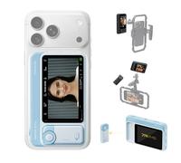 7RYMS Qshot V2 Pro Schermo per Selfie da 3,1" per iPhone e Android - Modalità Cablata/Wireless, Uscita 4K/60fps, Dual-band 2.4G/5G, Portata 50m, Display da 450 nit, per Vlog e Streaming Live - Blu