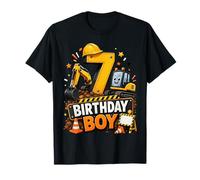 7th Birthday Boy Construction Truck 7 Years Old Party Maglietta