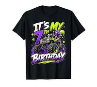 7th Birthday Monster Truck Party 7 Years Old Boys Theme Maglietta