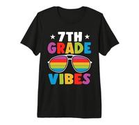 7th Grade Back To School Sunglasses Vibes Retro First Day Maglietta Premium