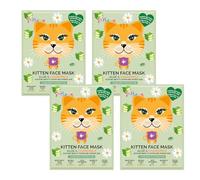 7th Heaven Multipack Kitten Face Mask con cetriolo e Aloe Vera per ammorbidire e idratare la pelle, ideale per tutti i tipi di pelle, (confezione da 4, età 8+)