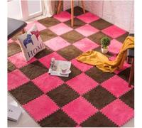 7UIYgtyO LNNNW Tappeto Puzzle imbottito Tappetino in schiuma puzzle peluche quadrato da 12 pezzi, soffice tappeto ad incastro, tappeto in schiuma ad incastro, tappetini multiuso(Dark Curry+Rose Red)