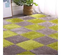 7UIYgtyO LNNNW Tappeto Puzzle imbottito Tappeto quadrato in schiuma ad incastro da 9 pezzi, facile da pulire, tappetino in schiuma peluche patchwork, tappeti for gattonare ad incastro(Green+gray)