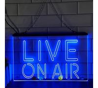 7UIYgtyO LNNW insegne Neon da Parete Live On Air LED Neon Sign, USB Dimming 3D Display Luci al Neon for Le luci notturne della Decorazione della Parete dello Studio per Hotel Pub Cafe(Blue,30x20cm)