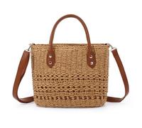 7VSTOHS Borsa con Coulisse in Paglia a Secchiello in Rattan Piccola Tracolla in paglia Intrecciata per Donne Borsa estiva da Spiaggia Borsetta Crossbody
