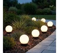 7x Lampada Solare Luce Sferica Sfera Giardino a Spiedo 10cm per Esterni LED