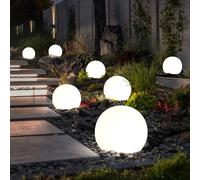 7x Lampada Solare Luce Sferica Sfera Giardino a Spiedo 10cm per Esterni LED