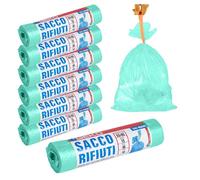 7X ROTOLI SACCHETTI BUSTE SPAZZATURA 40LT 55X65CM CHIUSURA LACCETTO VERDE 105PZ