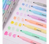 8/1 pezzo Evidenziatore fluorescente colore caramella macaron con punta obliqua, penna marker colorata a luce morbida con protezione per gli occhi e grande capacità, cancelleria per studenti altamente