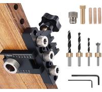 8/10/15mm Dima di Foratura, JRISBO Kit Dima per Tassellatura con Scala e Morsetto 3 in 1 Utensili da Falegnameria, Regolabile Professionale Legno Tasselli Autocentranti Guida