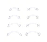 8-10 pezzi Barbelle curve trasparenti 16G, orecchini in plastica per sopracciglia, labbra, elice, tragus, rook, barre da 6-12 mm, retainer labret flessibili in acrilico e bioflex per piercing 1,2*8 mm