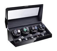 8+12 Automatic Watch Winder Box with LED Illumination Quiet Motor Piano Paint Exterior Large Capacity 4 Rotation Modes (A)
