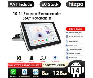 8 + 128G 10.1 ''360 girevole 1 Din AutoRadio GPS per lettore multimediale universale per auto Stereo 1DIN Video Autoradio Carplay unità principale
