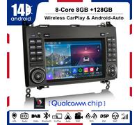 8+128GB Android 14 Qualcomm Autoradio CarPlay Mercedes A/B Class W169 Vito Viano