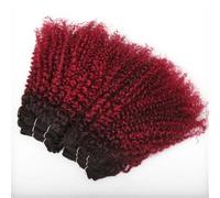 8-12inch Human Hair Bundles, Jerry Curly 6 Bundles Human Hair Unprocessed Brazilian Virgin Quick Weave Hair for Black Women Facile installazione e rimozione(Ombre Burgundy,10 inch)