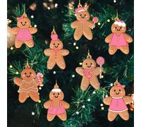 8/16/24 pezzi Decorazioni Omino di Pan di Zenzero Rosa: Aggiungi un'atmosfera dolce al tuo albero di Natale! Natale, Ognissanti, Ringraziamento, Pasqua, Regali, Albero di Natale, Babbo Natale, Decoraz