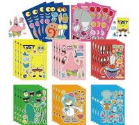 8/16/24 pezzi Set di adesivi a tema SpongeBob SquarePants, adatto per quaderni, tazze, bagagli, custodie per telefono, scambio di volti creativi con Patrick Star, Squidward Tentacles, Mr. Eugene H. Kr