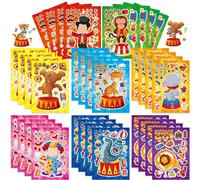 8/16 pezzi adesivi con puzzle di performance da circo, adesivi con leoni, tigri, scimmie, elefanti, adesivi per maschere fai-da-te, riempitivi per sacchetti da festa, regali di compleanno per la cance