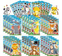 8/16 pezzi Adesivi puzzle di animali, Zebra, Leone, Tigre, Giraffa, Elefante, Cervo, Orso Marrone, Gorilla, Adesivi per decorazione fai-da-te, Riempitivo per sacchetti regalo per feste, Regali di comp