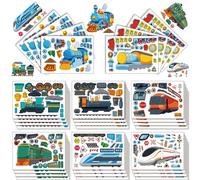 8/16 pezzi di adesivi puzzle di treni, adesivi artistici per trasporto di treni e ferrovie fai-da-te, regalo per feste, compleanni e album di adesivi 8 immagini,16 immaginiPolicloruri di vinile