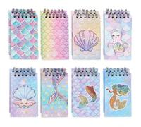 8/16 pezzi Mini libri a spirale a tema sirena per il bagnetto del bebè, con motivo sirena da sogno, ideali come omaggi per feste di rivelazione del sesso, regali per il 1° compleanno, premi per giochi