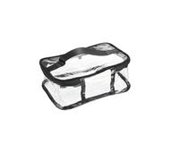 8.3"x5.9"x3.5" Clear Toiletry Bag, 2 Pack PVC Makeup Bag With Zipper Handle Strap Waterproof For Travel Home(Black)