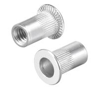 #8-32 Rivetto Dadi Zigrinato Piatto Testa Filettato Inserto Dado Argento 100pz