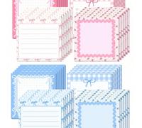 8/4/1 pezzi Bloc-notes con fiocco carino, regalo di San Valentino, blocco note con nastro e note adesive, bomboniere per feste per signore (rosa e blu), agenda carina, bloc-note carini, articoli di ca