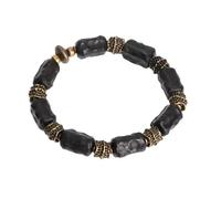 8,5 * 15 mm Bracciale ebano trasformata a mano Bracciale per vecchia trama convessa concava concava concava martellata da donna Black Wood Women Bangle, nero, polso da 17to18 cm