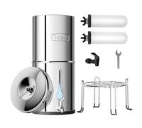 8,5 l Gravity Water Filtration System with Drop Shaped Viewing Window Gravity Water Filter with EU 98/37/EC Certification, NSF/ANSI 42&372, 2 Cartridges in ceramica