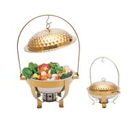 8.5 QT Chafing Dish Buffet Set Stainless Steel Hanging Lid Dining Stove Set with Lid Hook Round Chafing Dishes for Buffet Warmer for Home Wedding Parties Events,Silver-8L/8.5QT (Gold 8L/8.5QT)