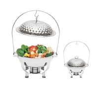 8.5 QT Chafing Dish Buffet Set Stainless Steel Hanging Lid Dining Stove Set with Lid Hook Round Chafing Dishes for Buffet Warmer for Home Wedding Parties Events,Silver-8L/8.5QT (Silver 8L/8.5QT)