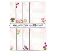8.5 x 11" Watercolor Tulip Lined Notebook - Personalised Decorative Invitations, Letter Size Ruled Stationery, Floral Writing Paper for Letters, ... & Office: 80 Pages, Double-sided, 8 Designs