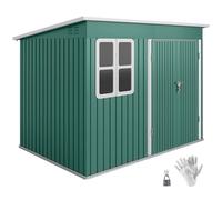 8.5 x 6ft Capanno in metallo con kit fondazione e finestra verde