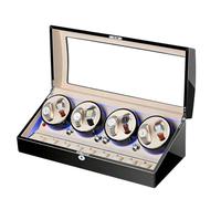 8 9 Avvolgitore Automatico Per Orologi, Scatola Porta Orologi Automatica Con Luce Led Blu E 5 Modalità Di Rotazione, Motore Silenzioso Giapponese, Per Orologi Meccanici Da Donna E Da Uomo Ebony