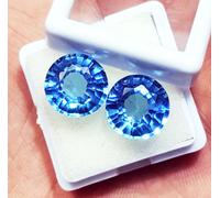 8 A 10 CT Naturale London Topazio Blu Forma Rotonda Paio Loose Gemma Certificato