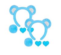 8 accessori per costume da orso, per adulti, con cerchietto con orecchie da orso, coda di pompon e toppa a forma di cuore in feltro, soffici orecchie da orso, per abiti, feste e cosplay (C)