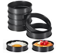 8 anelli per crumpet da 10 cm, antiaderenti, in acciaio inox, doppio arrotolato, anelli da forno inglesi per muffin, anelli rotondi per torte, uova, hamburger, stampi per cottura in forno