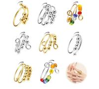 8 anelli rotanti anti ansia da donna regolabili con perline mobili gioielli rotanti aperti regali per ragazze donne uomini regali di compleanno