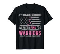 8 Anni e contando USA Indossiamo sopravvissuti al Cancro al Seno Rosa Maglietta con Stampa Grafica Economica, Uomo, Nero, L